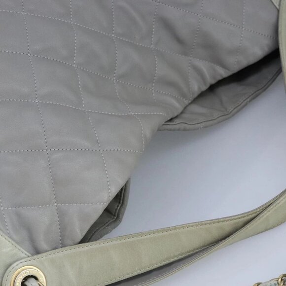 CHANEL Chain Shoulder Bag Leather 2way Gray Gold CC Auth 96778 - Picture 7 of 16